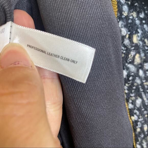 Gap Brown Leather Boucle Tweed Moto Jacket M - Picture 7 of 12